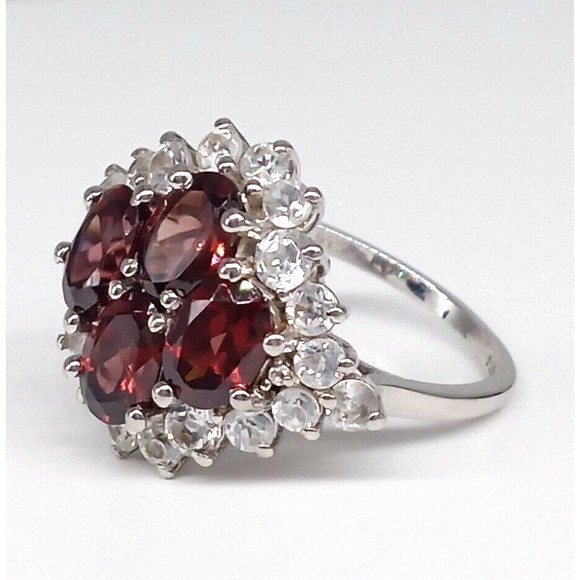 Chuck Clemency Garnet Quartz CZ Gemstone Ring STS 925 Sterling Silver Size 7 - Picture 4 of 15